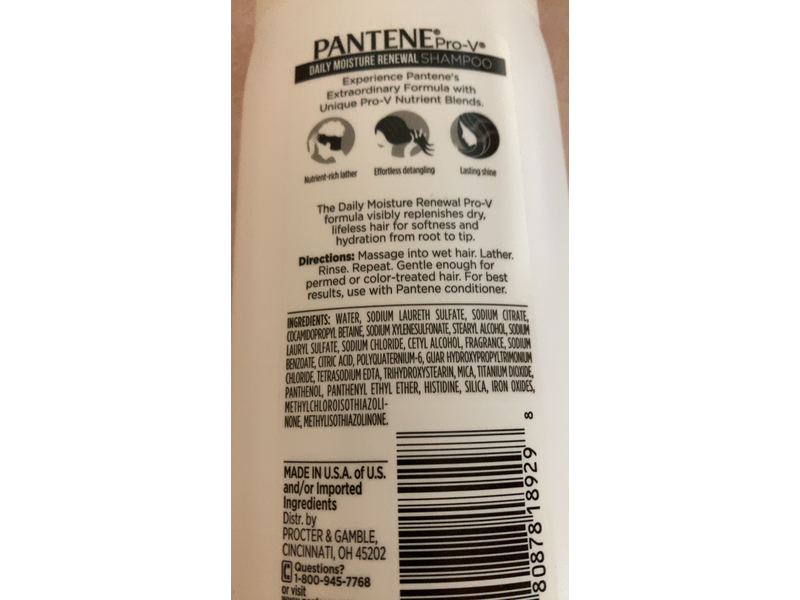 Pantene Pro-V Daily Moisture Renewal Shampoo, 12.6 fl oz/375mL