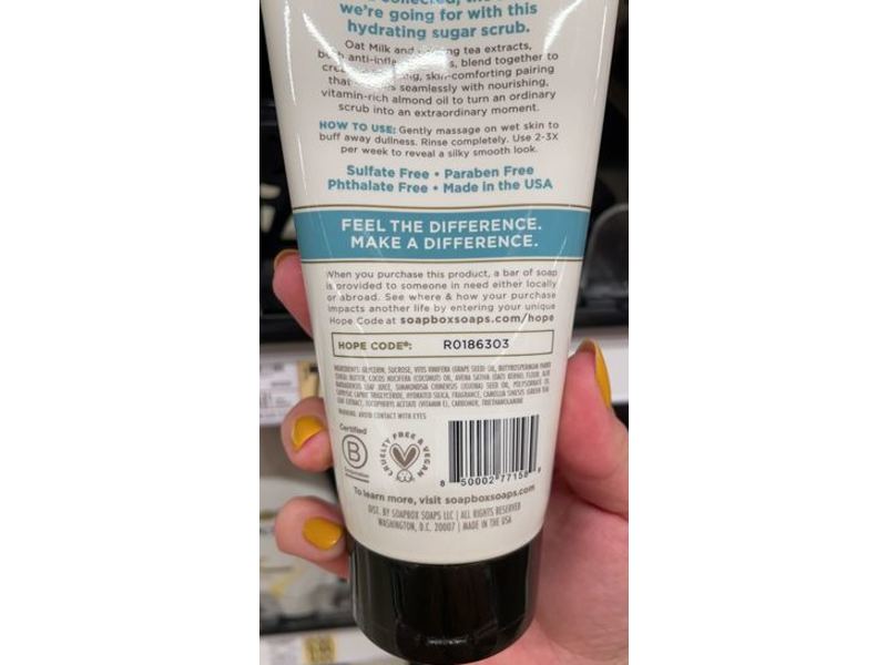 Soapbox Hydrating Body Scrub, Comforting Moisture, 6 oz/170 g