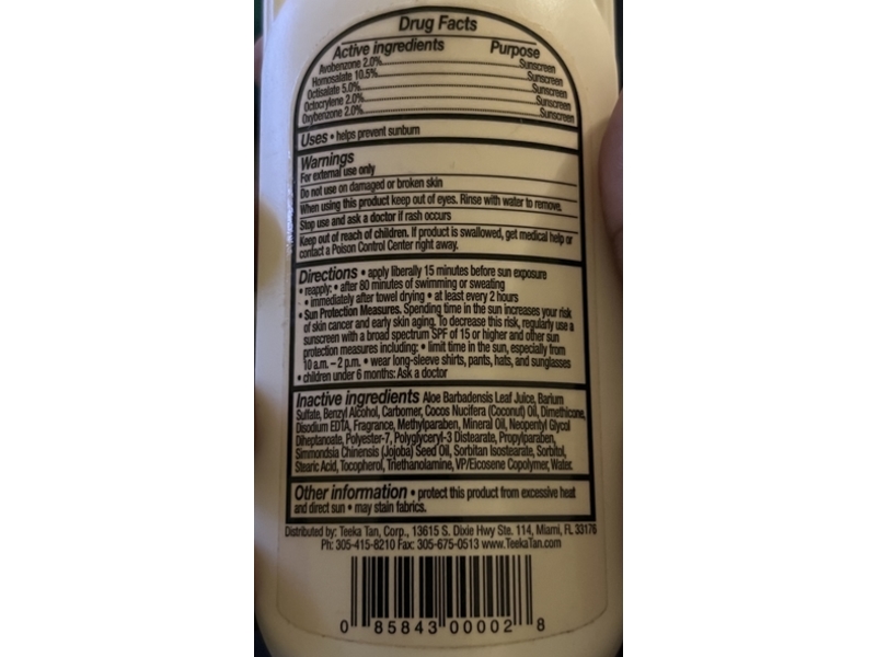 Teeka Tan Moisturizing Sunscreen, SPF 15, 4.0 fl oz/118 mL