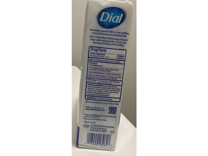 Dial Refresh & Renew Antibacterial Deodorant Bar Soap, White, 4 oz/113 g, 12 Count