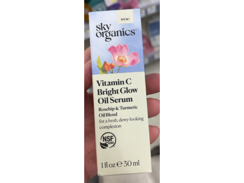 Sky Organics Vitamin C Bright Glow Oil Serum, Rosehip & Turmeric Oil Blend, 1 fl oz/30 mL