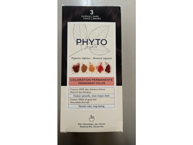 Phyto Paris Permanent Color, 3 Dark Brown, 0.42 oz
