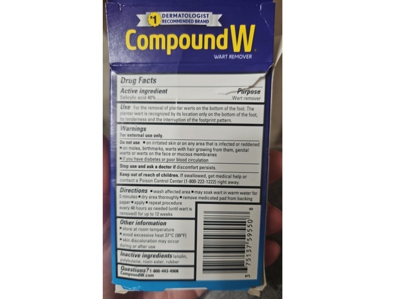 Compound W One Step Plantar Wart Remover Foot Pads, 20 Count