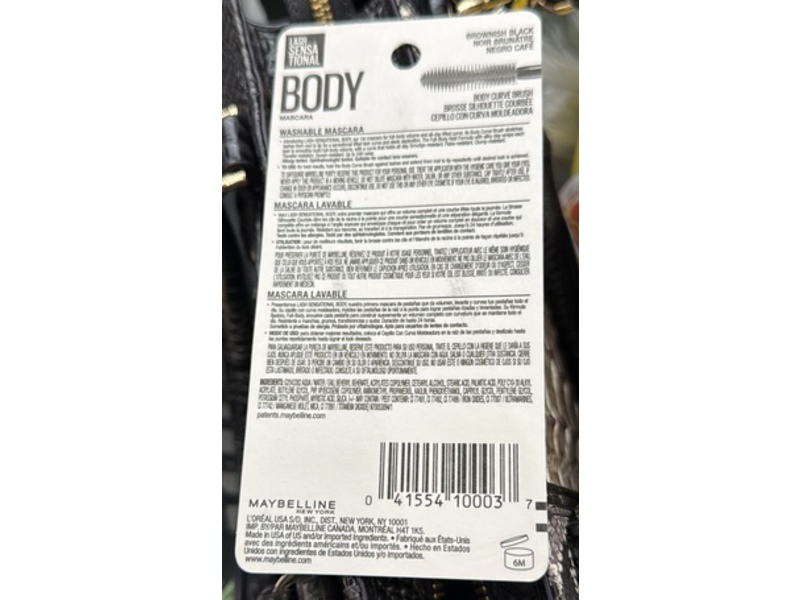 Maybelline Lash Sensational Body Mascara, Brownish Black, 0.30 fl oz/9 mL