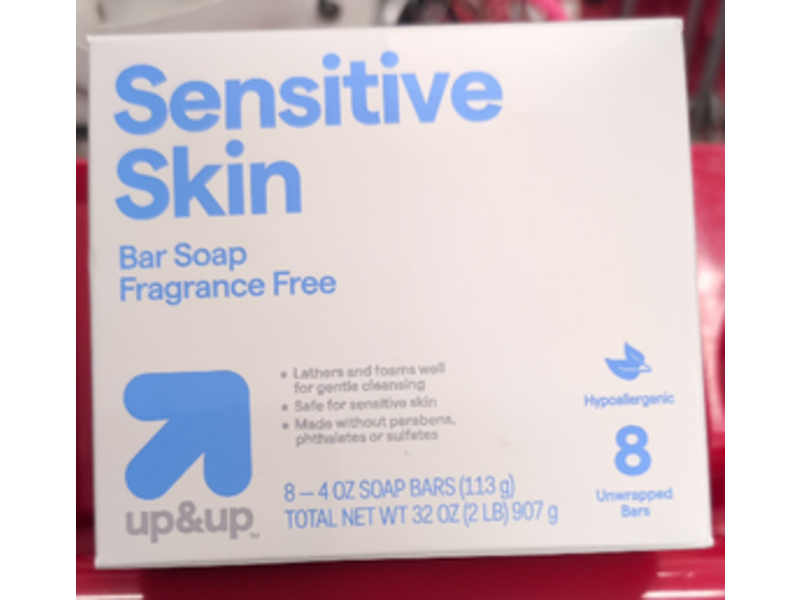 Up&Up Sensitive Skin Bar Soap, 4 oz/113 g, 8 Count