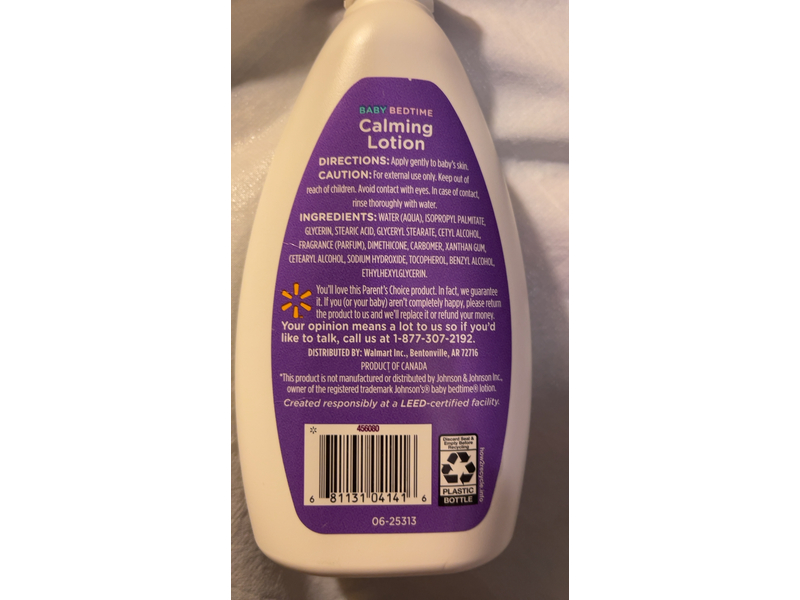 Parent's Choice Baby Bedtime Calming Lotion, Soft & Gentle, 13.6 fl oz/400 mL
