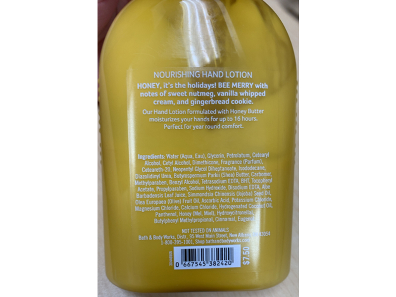 Bath & Body Wash Bee Merry Hand Lotion, Honey Butter, 8 fl oz/ 236 mL