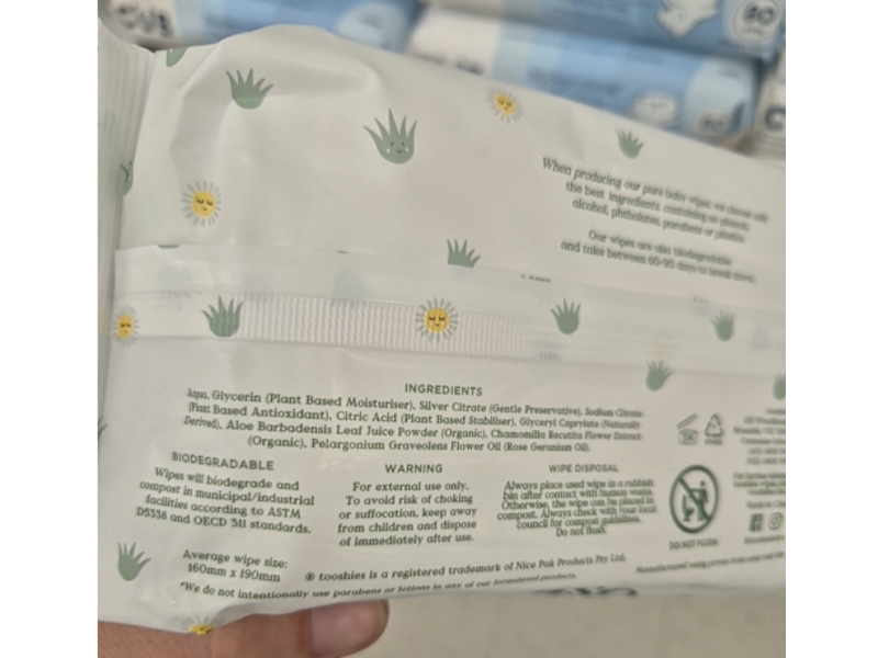 Tooshies Wipes, Aloe Vera & Chamomile, 70 Count, Pack Of 4