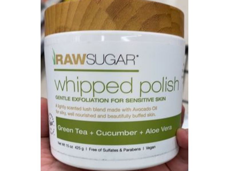 Raw Sugar Whipped Polish, Green Tea + Cucumber + Aloe Vera, 15 oz/425 g
