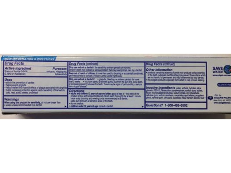 Colgate Total Sf Gel Toothpaste, Whitening, 4.8 oz/136 g, Pack Of 3