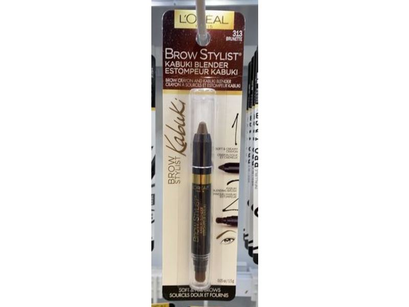 L'Oreal Paris Brow Stylist Kabuki Blender Brow Crayon, Brunette, 0.05 oz