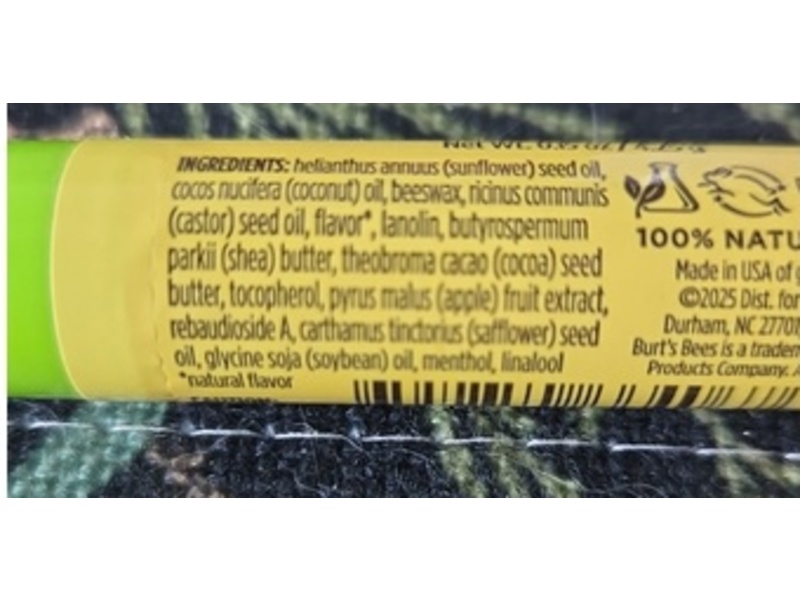 Burt's Bees Moisturizing Lip Balm, Green Apple, 0.15 oz/4.25 g