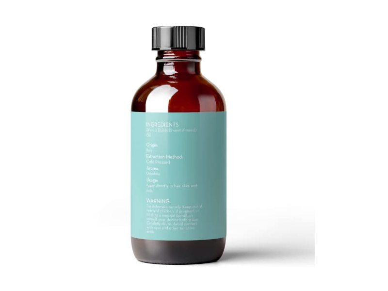 Pure Body Naturals Sweet Almond Oil, 4 fl oz/118 mL