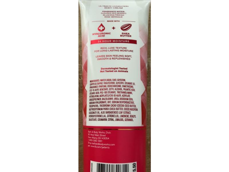 Bath & Body Works Gingham Love Ultimate Hydration Body Cream, Hyaluronic Acid, 24 Hour Moisture, 8 oz/226 g