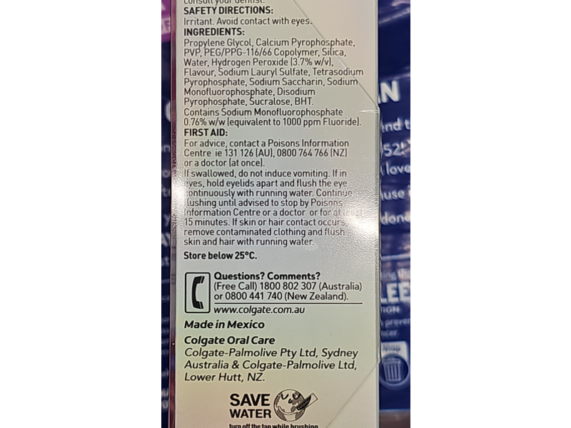 Colgate Optic White Renewal Toothpaste, Vibrant Clean, 85 g