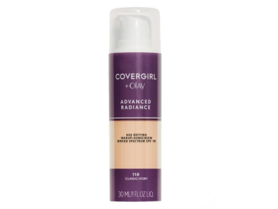 Covergirl + Olay Advanced Radiance Age Defying Makeup + Sunscreen, 110 Classic Ivory, SPF 10, 1 fl oz/30 mL