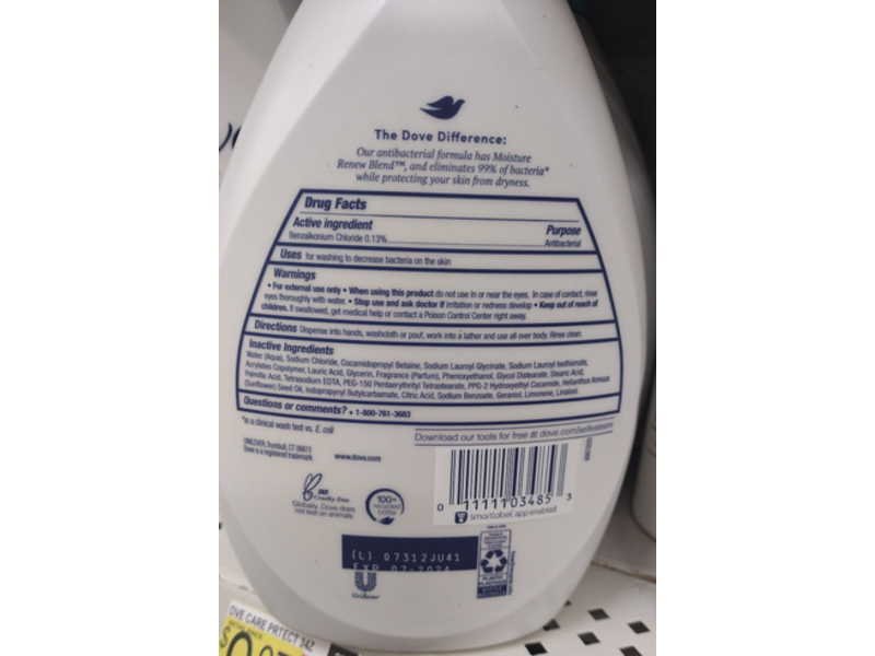 Dove Antibacterial Body Wash, Care & Protect, 34 fl oz/1 L