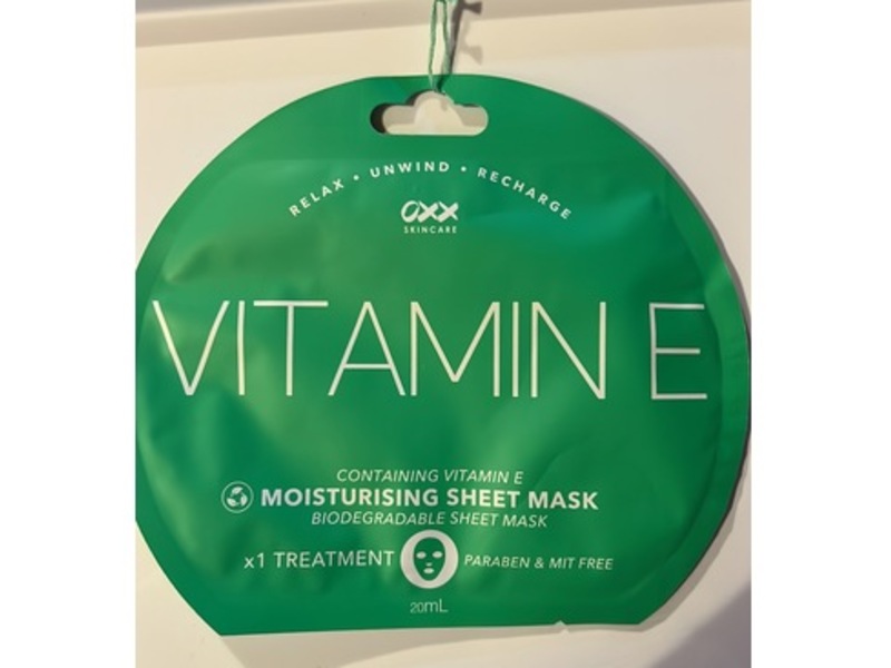 Oxx Skincare Vitamin E Moisturising Sheet Mask, 20 mL