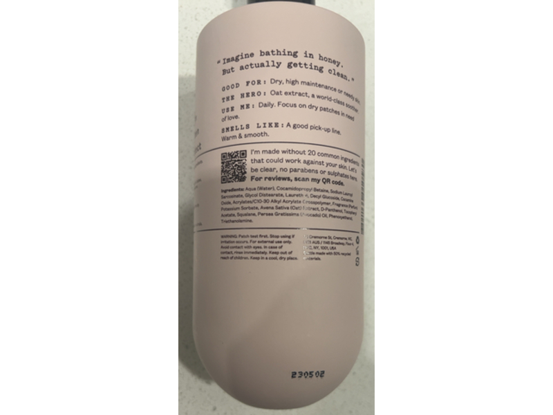 Frank Body Nourishing Body Wash, Oat Extract, 12.17 fl oz/360 mL