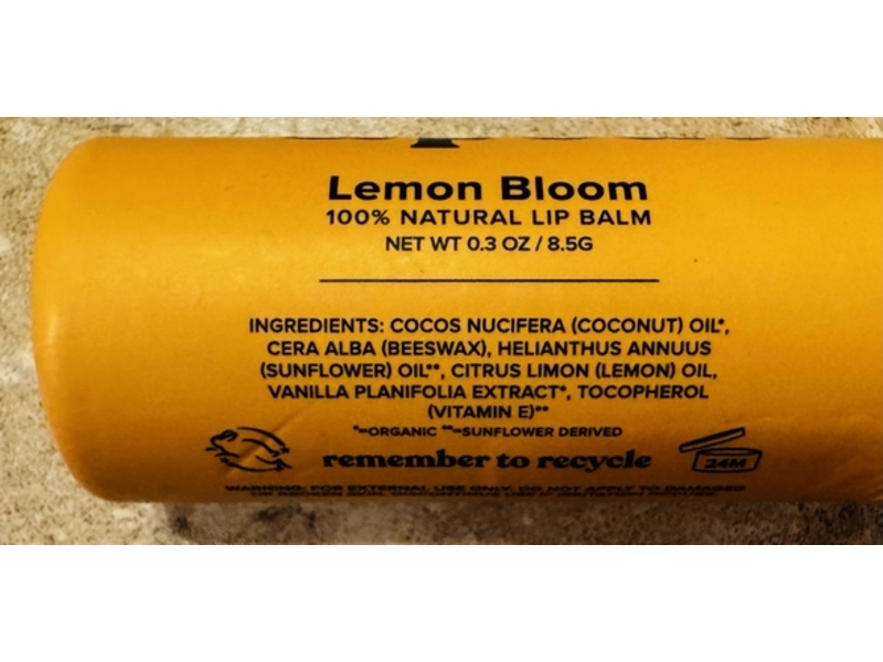 Poppy & Pout Natural Lip Balm, Lemon Bloom, 0.3 oz/8.5 g