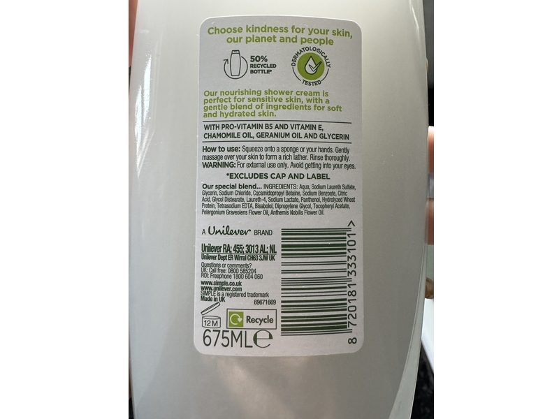 Simple Nourishing Shower Cream, 675 mL