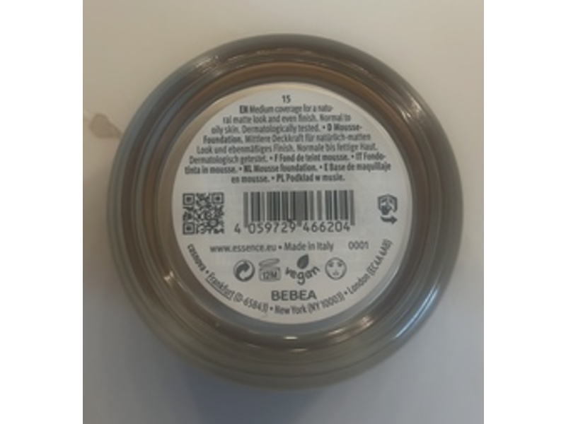 Essence Natural Matte Mousse Foundation, 15, 0.56 oz/16 g