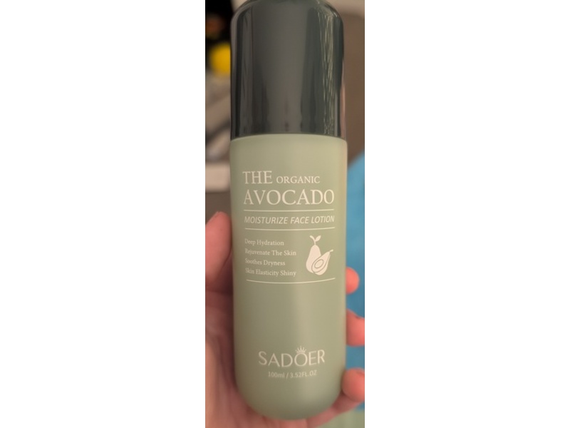 Sadoer The Organic Moisturize Face Lotion, Avocado, 3.52 fl oz/100 mL