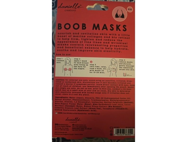 Danielle Creations Boob Mask, Marine Collagen + Bio Retinol, 0.53 oz/15 g, 2 Count