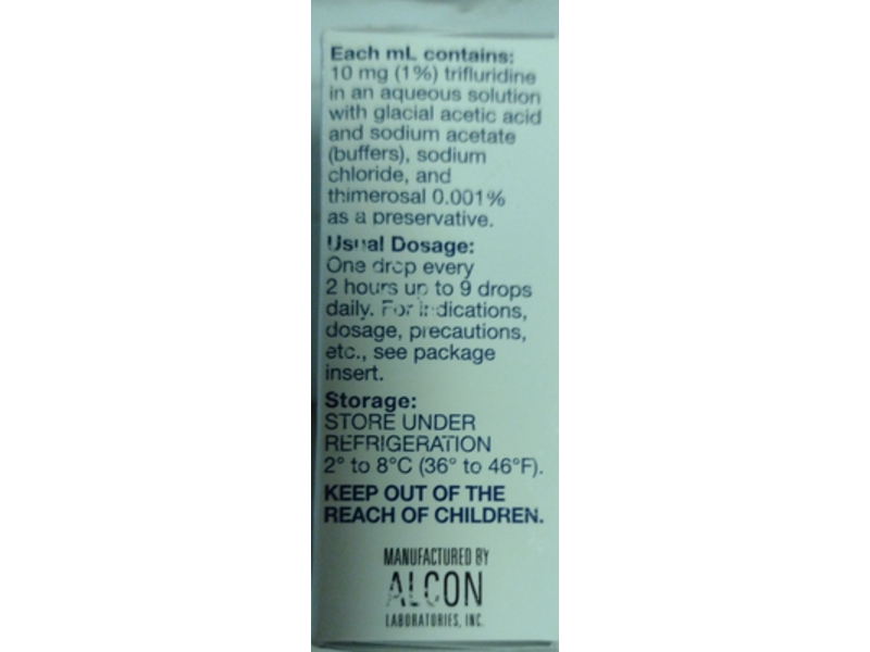 Trifluridine Ophthalmic Solution 1%, 7.5 mL, Sandoz (RX)