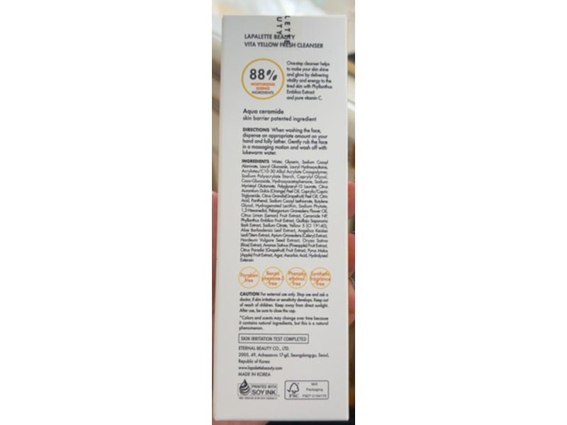 Lapalette Beauty Vita Yellow Fresh Cleanser, 3.38 fl.oz/100 mL