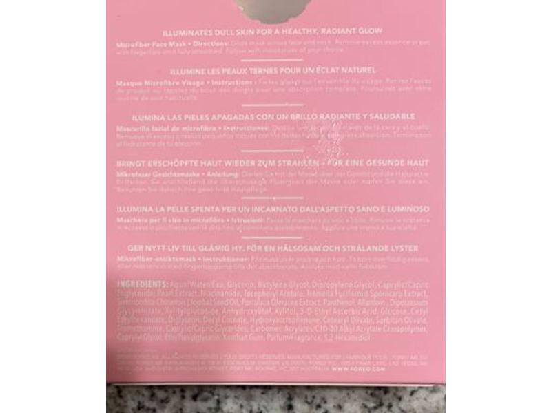 Foreo Glow Addict Enhanced Brightening Activated Mask, Pearl Infused, Advanced Collection, 0.21 oz/6 g, Pack Of 6