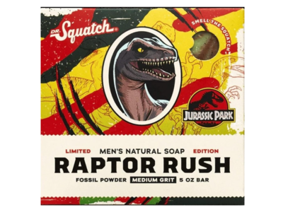 Dr. Squatch Jurassic Park Men's Natural Soap, Raptor Rush, 5 oz/141 g
