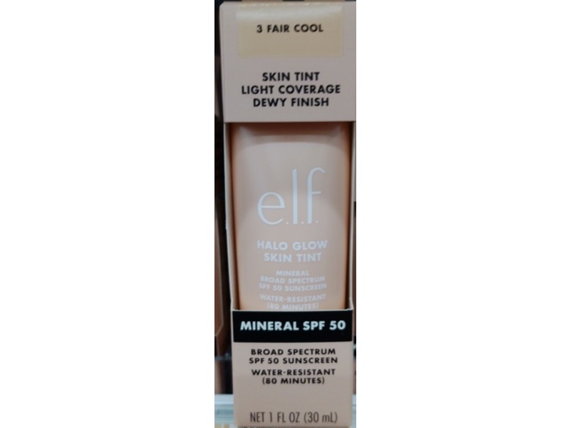e.l.f. Cosmetics Halo Glow Skin Tinted Moisturizer, SPF 50, 3 Fair Cool, 1 fl oz/30 mL