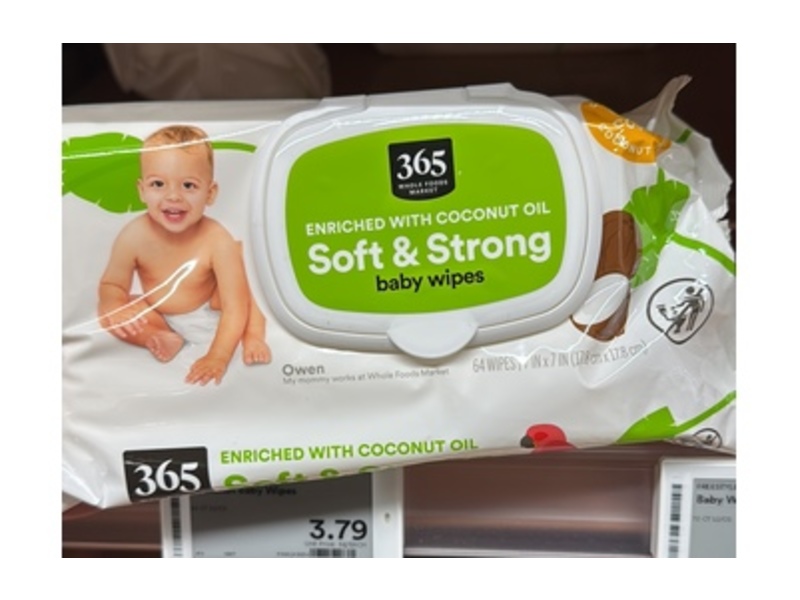 365 by Whole Foods Market Soft & Strong Disposable Baby Wipes, Coconut Oil, 64 Count