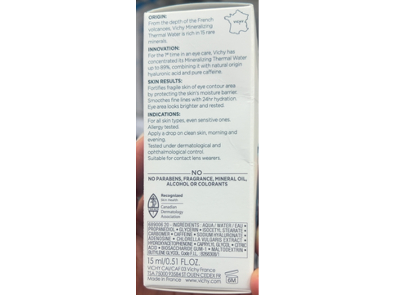 Vichy Mineral 89 Eyes Serum, 0.51 fl oz/15 mL
