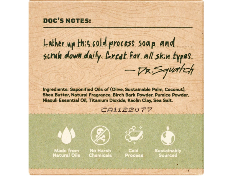 Dr. Squatch Natural Bar Soap, Birchwood Breeze, 5 oz/141.7 g