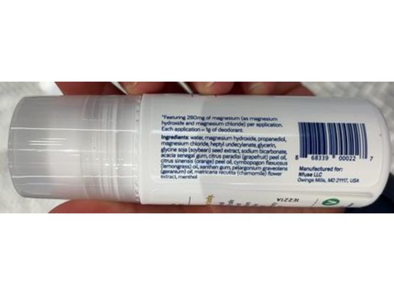 Nfuse Magnesium Roll-on Deodorant, Energize + Uplift Citrus, 2.7 oz/77 g