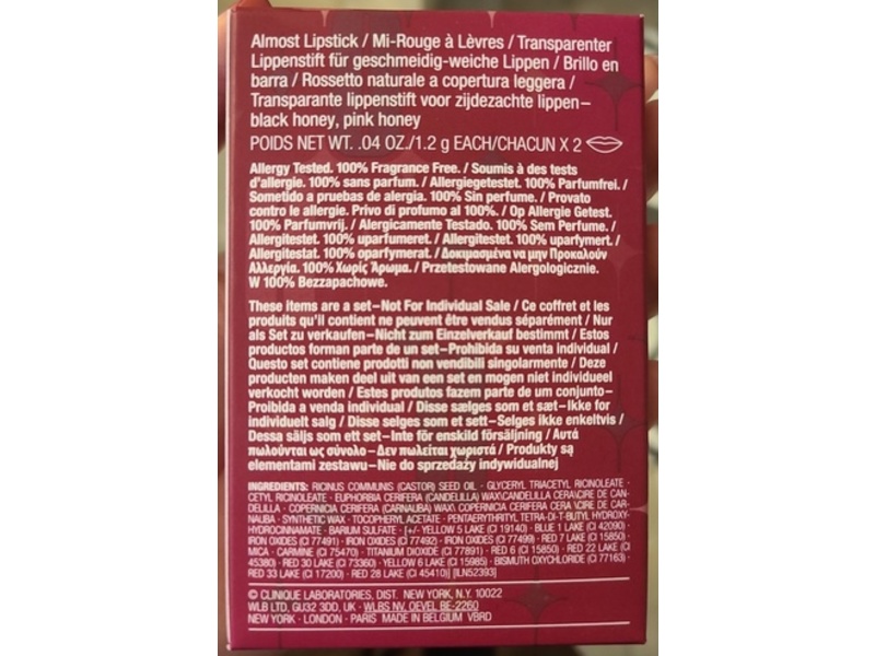 Clinique Cult Classic Almost Lipstick Duo, Black Honey + Pink Honey, 0.04 oz/1.2 g