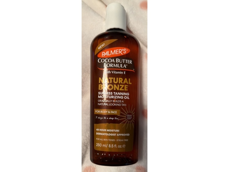 Palmer's Natural Bronze Sunless Tanning Face & Body Moisturizing Oil, Cocoa Butter, 8.5 fl oz/250 mL