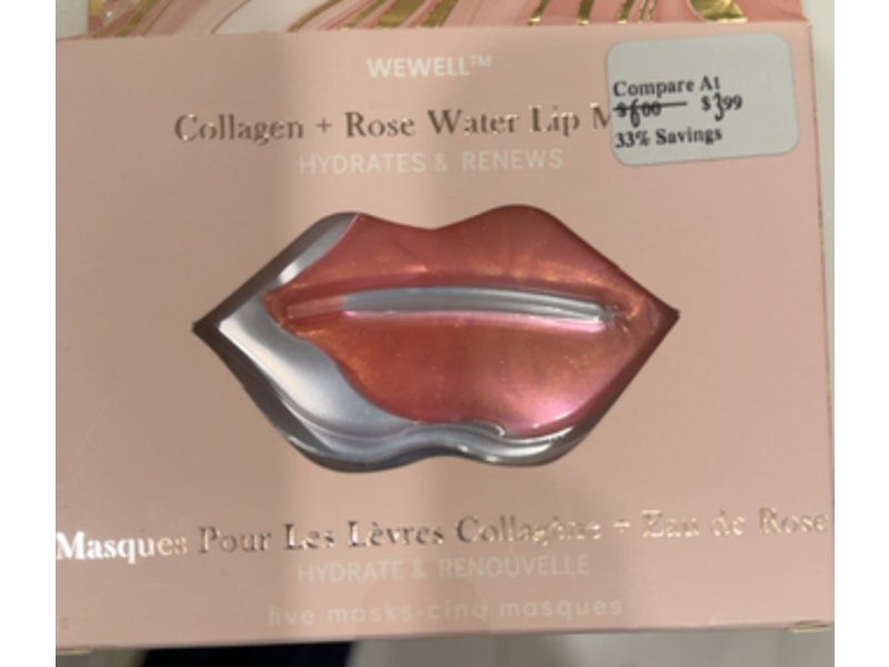 Jean Pierre WeWell Hydrating & Renewing Lip Mask, Collagen + Rose Water, 5 Count