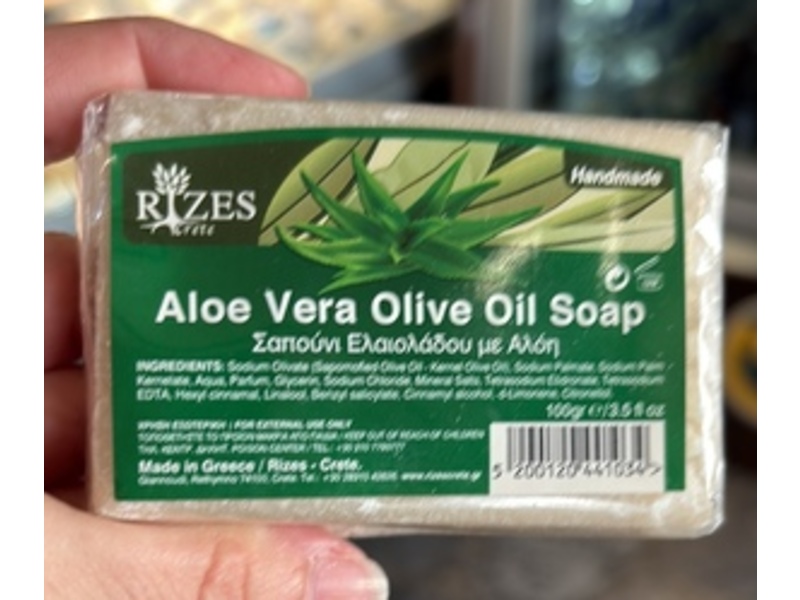 Rizes Crete Aloe Vera Olive Oil Soap, 3.5 oz/100 g