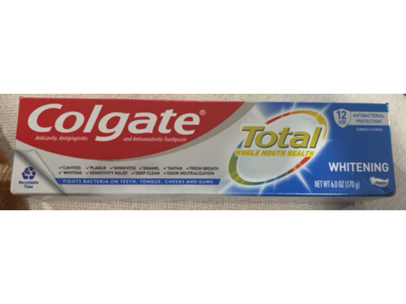 Colgate Total Whole Mouth Health Whitening Toothpaste, 6 oz/170 g