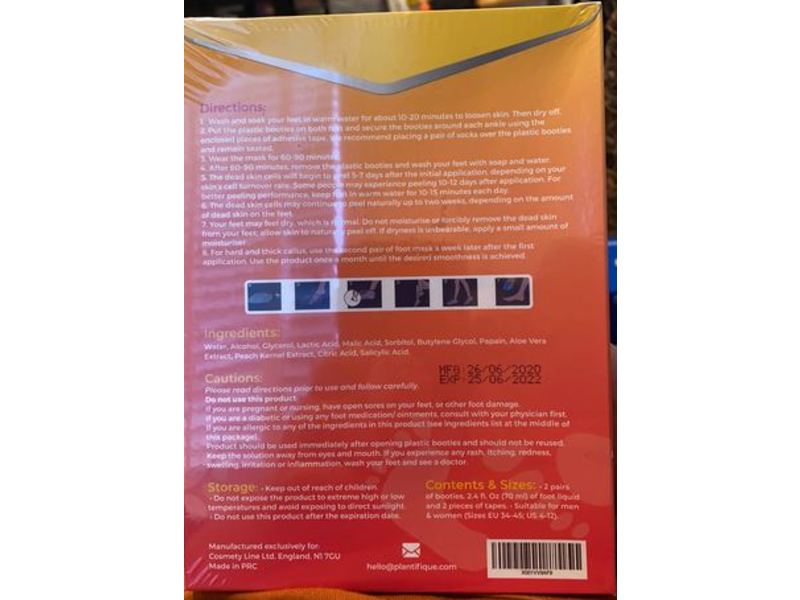 Plantifique Foot Peel Mask, Fresh Peach, 2 Counts