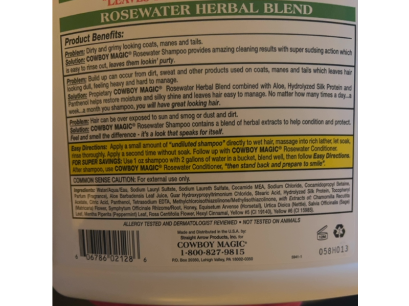 Cowboy Magic Shampoo Refill, Rosewater, 3.785 L/1 Gallon