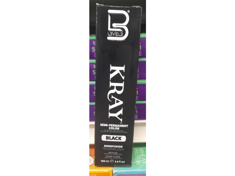 L3 Kray Semi Permanent Color, Black, 3.4 fl oz/100 mL