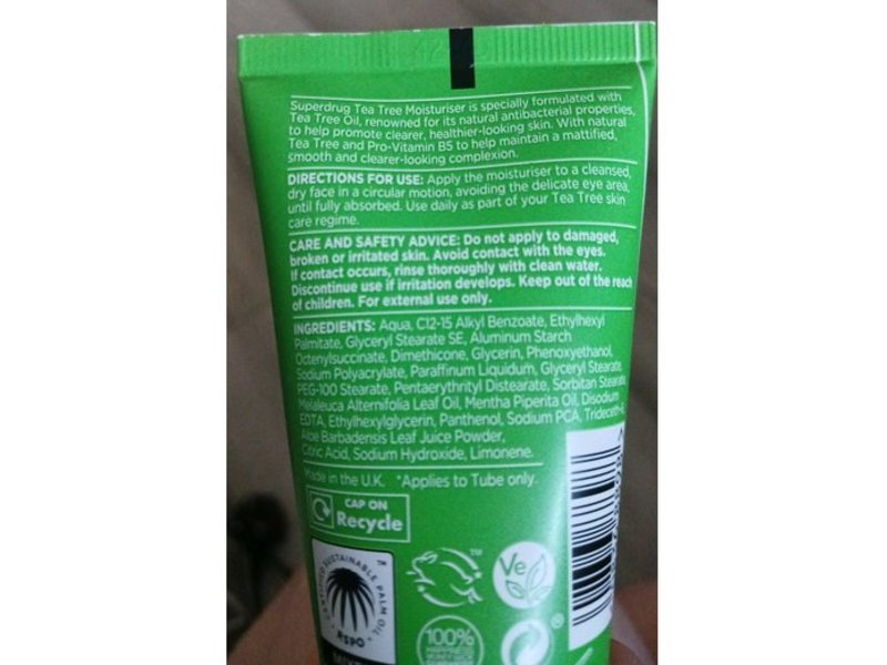 Superdrug Tea Tree Skincare Moisturiser, Tea Tree Oil,