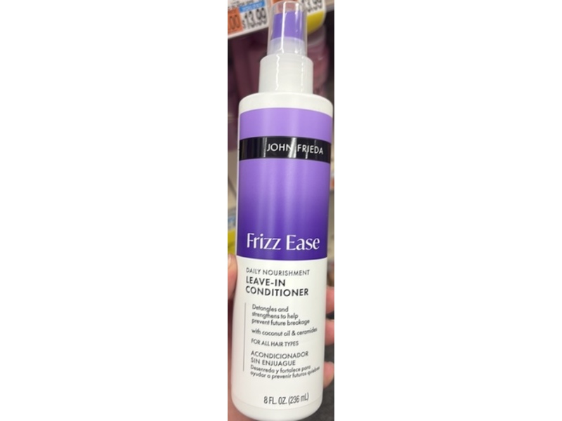 John Frieda Frizz Ease Daily Nourishment Leave-In Conditioner, Coconut Oil & Ceramides, 8 fl oz/236 mL