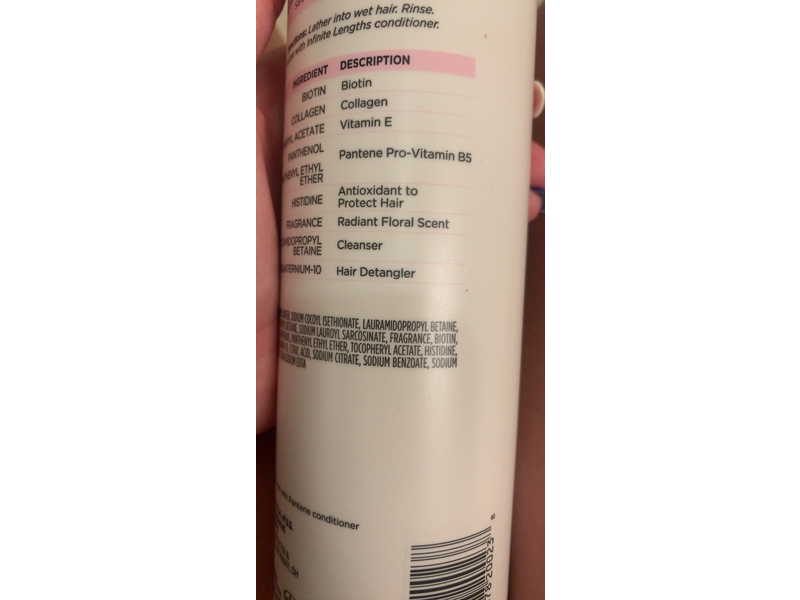 Pantene Pro-V Miracles Infinite Lengths Shampoo, Biotin + Collagen, 13.5 fl oz/400 mL