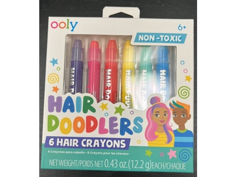 Ooly Hair Doodlers Hair Crayons, 0.43 oz/12.2 g, 6 Count