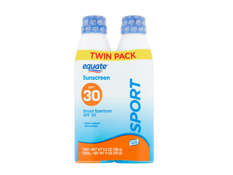 Equate Broad Spectrum Sport Sunscreen Spray, SPF 30, 5.5 oz/156 g, Pack of 2